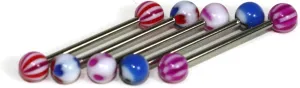 Barbell Tongue Ring with Acrylic BallsBody Jewelry
