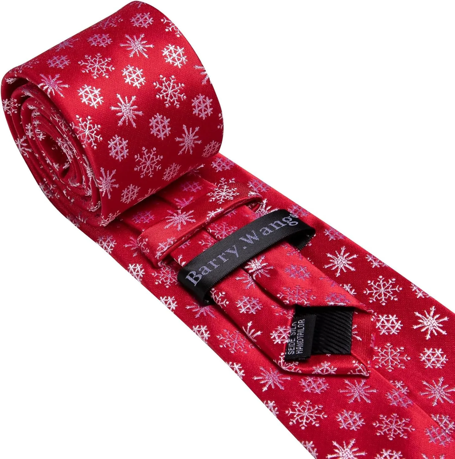 Barry.Wang Christmas Ties for Men Xmas Holiday Neckties Pocket Square Cufflinks Set Party Vacation