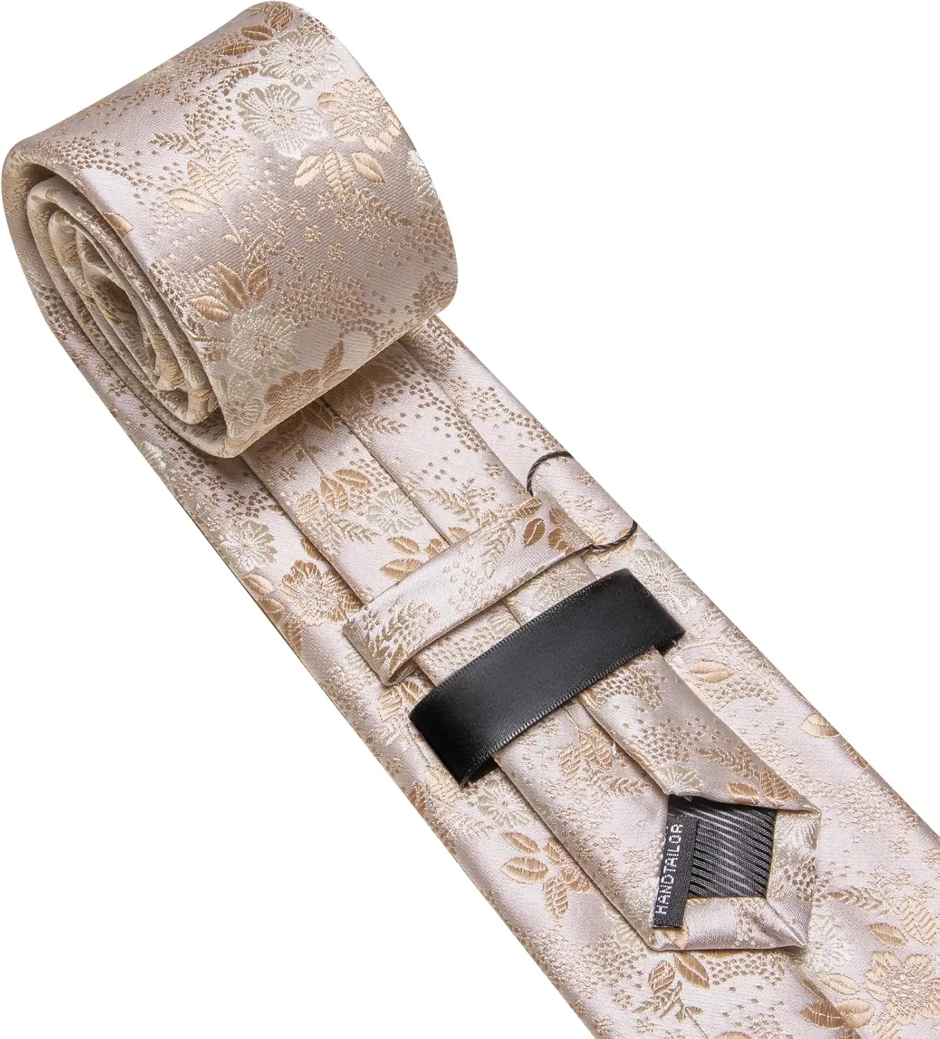 Barry.Wang Men Tie Set Floral Paisley Silk Necktie Pocket Square Cufflinks Formal Wedding Party Business