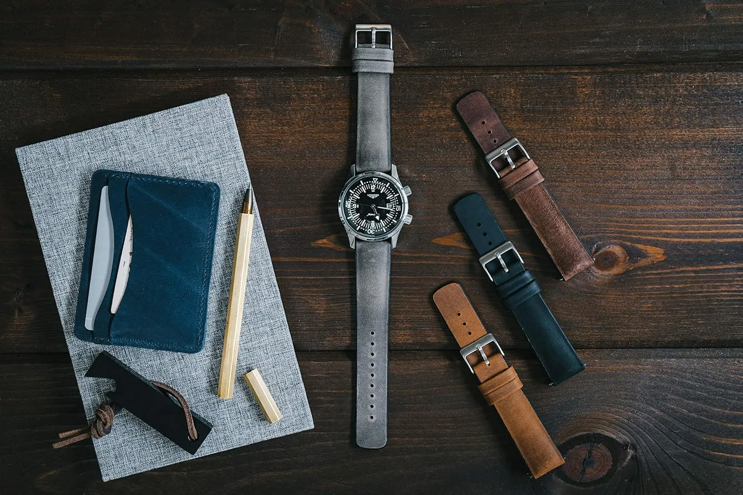 BARTON Leather and Rubber Hybrid Straps with Integrated Quick Release Spring Bars - 316L Stainless Steel - Choose Color - 18mm, 20mm & 22mm Watch Bands