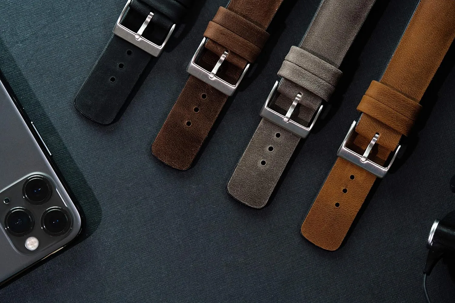 BARTON Leather and Rubber Hybrid Straps with Integrated Quick Release Spring Bars - 316L Stainless Steel - Choose Color - 18mm, 20mm & 22mm Watch Bands