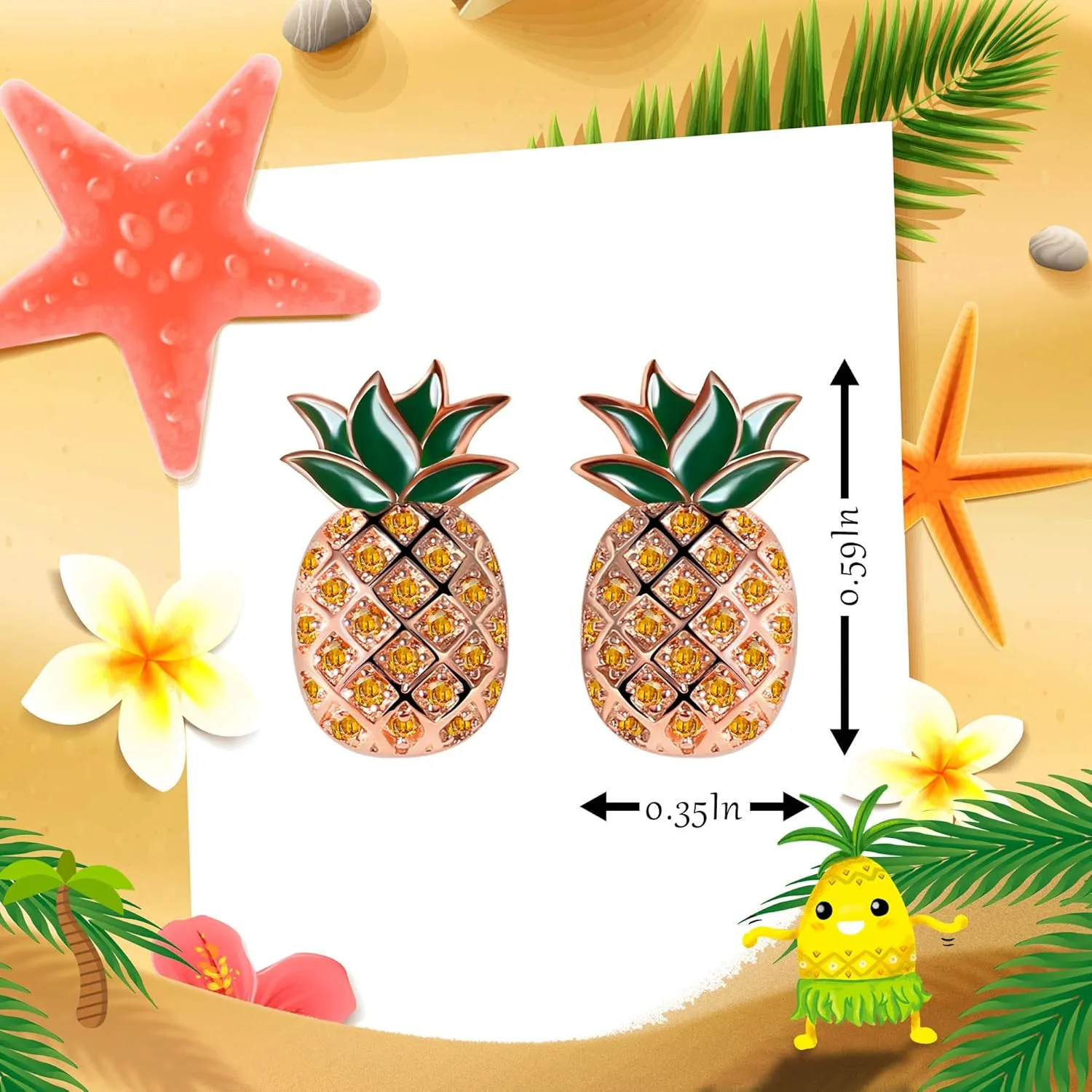 Be Like A Pineapple - Stainless Steel Sparkle Pineapple Earrings For Women - Hawaiian Ivf Summer Beach Pierced Jewelry - Best Friend Graduation Christmas Mother Day Valentine Birthday Gifts