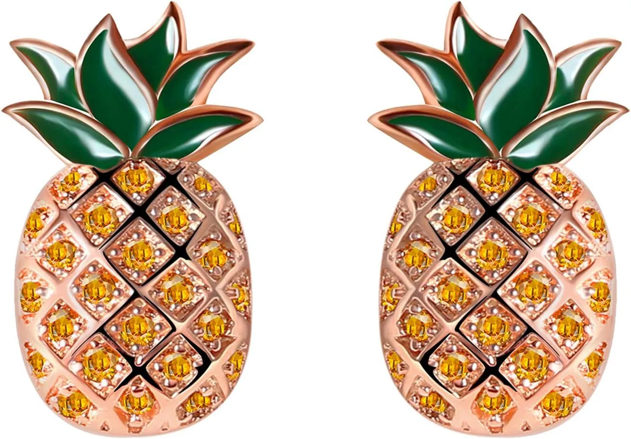 Be Like A Pineapple - Stainless Steel Sparkle Pineapple Earrings For Women - Hawaiian Ivf Summer Beach Pierced Jewelry - Best Friend Graduation Christmas Mother Day Valentine Birthday Gifts