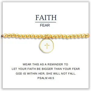 Beaded Bracelets for Women with Enamel Cross  Christian Gifts, Baptism Gifts for Women, Religious Gifts, 3mm gold beads, 18K Gold Plated, Triple-Layered Finish, Length 6-8''