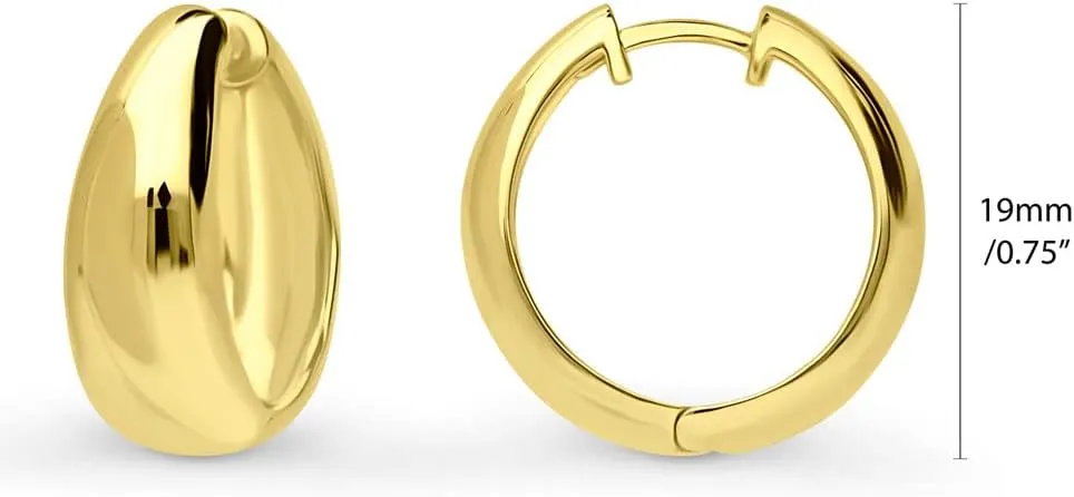 BERRICLE Sterling Silver Dome Fashion Hoop Huggie Earrings for Women, Cubic Zirconia CZ, Rose/Yellow Gold Flashed, Small/Medium Size (0.5-1 Inch)