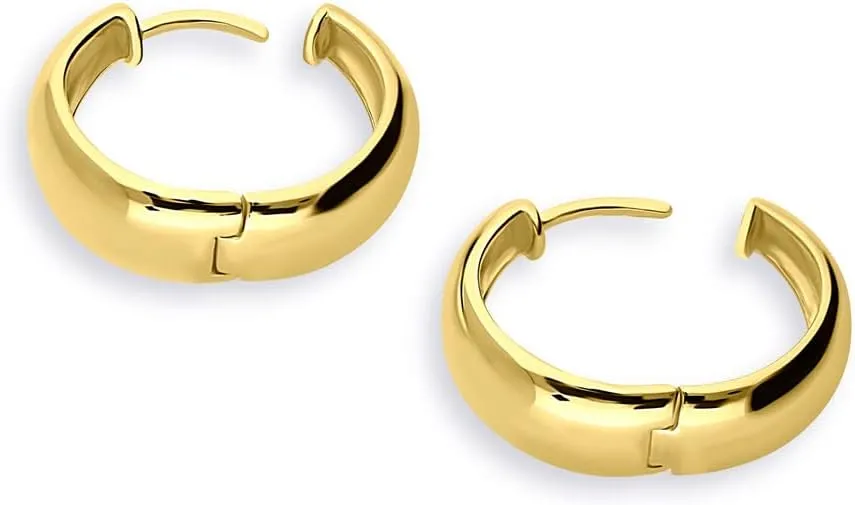 BERRICLE Sterling Silver Dome Fashion Hoop Huggie Earrings for Women, Cubic Zirconia CZ, Rose/Yellow Gold Flashed, Small/Medium Size (0.5-1 Inch)