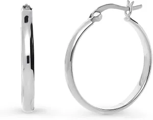 BERRICLE Sterling Silver Dome Medium Fashion Hoop Earrings for Women 1 inch (Yellow Gold Flashed, Rhodium Plated)