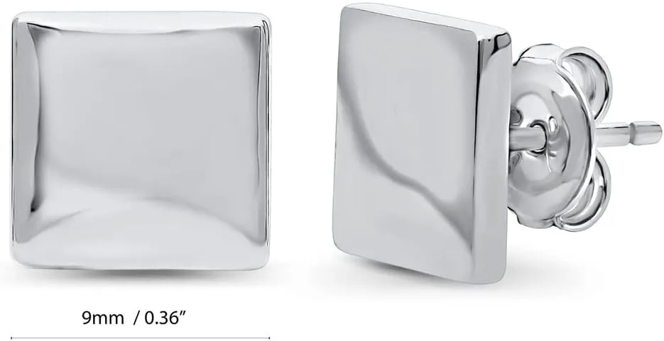 BERRICLE Sterling Silver Square Fashion Stud Earrings for Unisex (Yellow Gold Flashed, Rhodium Plated)