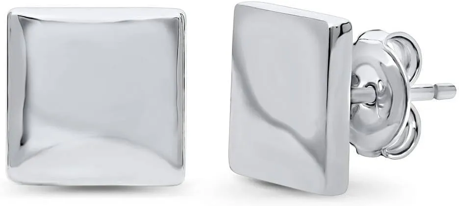 BERRICLE Sterling Silver Square Fashion Stud Earrings for Unisex (Yellow Gold Flashed, Rhodium Plated)