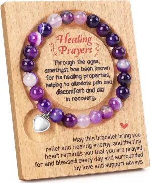 Best Post After Surgery Gifts Get Well Soon Healing Bracelet for Women Thinking of You Presents Feel Better Self Care Purple Inspirational Encouragement Gift for Women