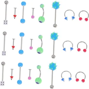 BESTYASH 110pcs Body Jewelry Set Tongue Rings Steel Piercing Tongue Decor for Nightlife Events Random Style