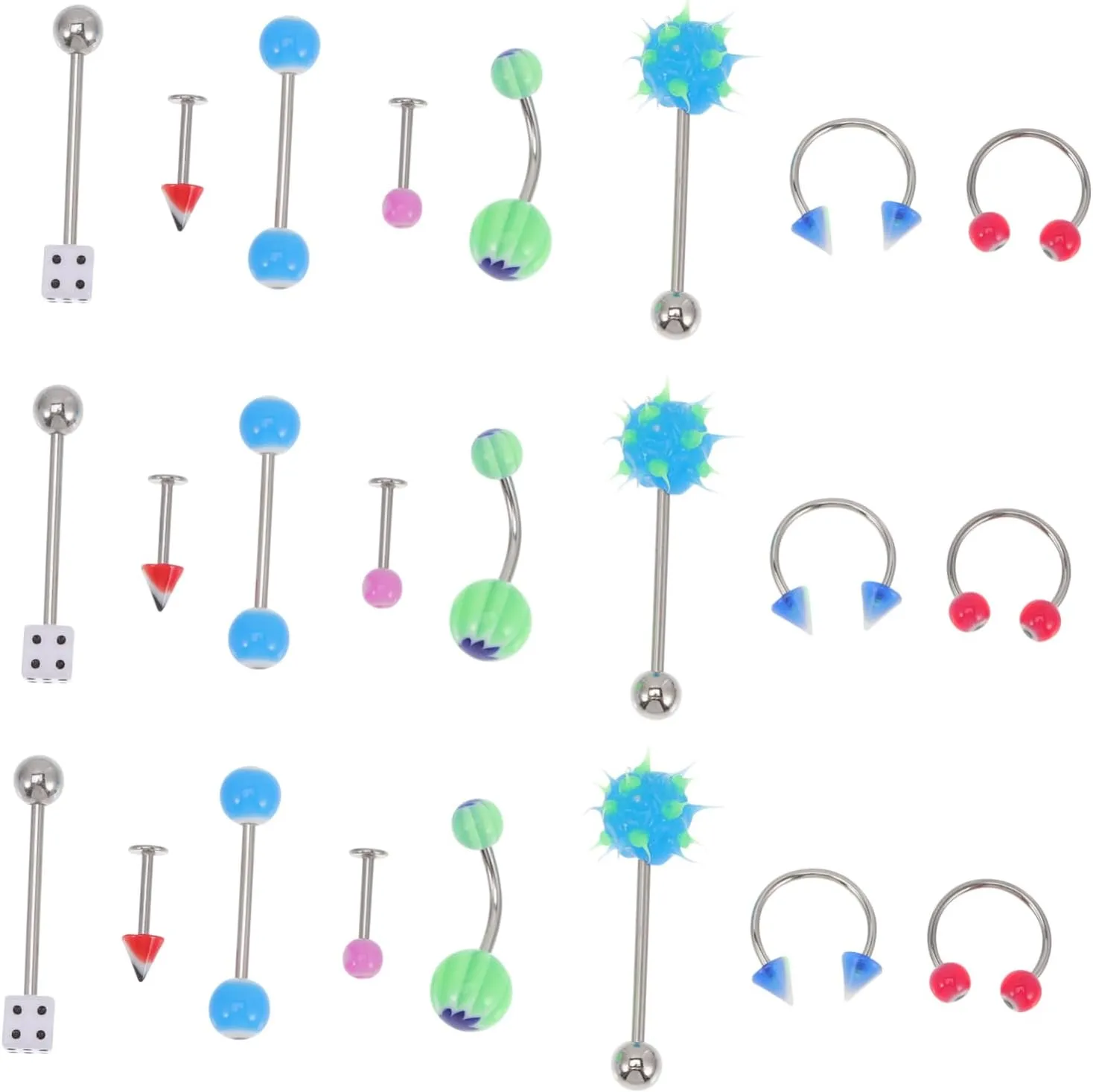 BESTYASH 110pcs Body Jewelry Set Tongue Rings Steel Piercing Tongue Decor for Nightlife Events Random Style