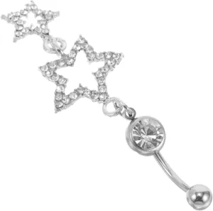 BESTYASH Rhinestones Belly Button Ring Women Sparkling Dangling Star Navel Ring Belly Button Jewelry For Everyday Wear Special Occasions