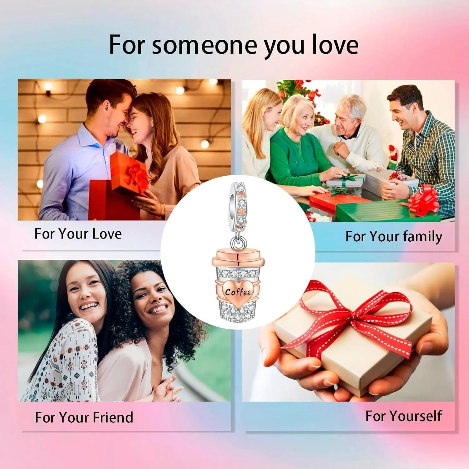 Bible Family Mom Wife Love Heart Dangle Charm 925 Sterling Silver Charms fits Bracelets and Necklace Pendant Bead Charms Jewelry Present for Women Family Friends