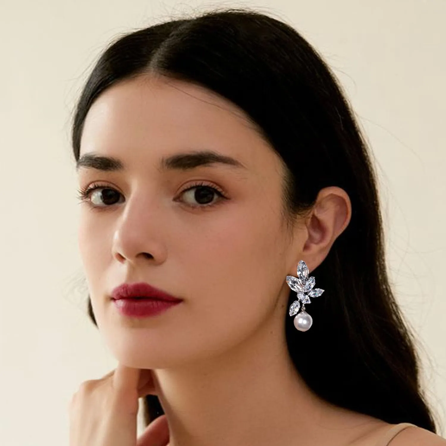 Big Silver Chandelier Earrings for Women Dangling Bling Large Rhinestone Earrings Formal Jewelry