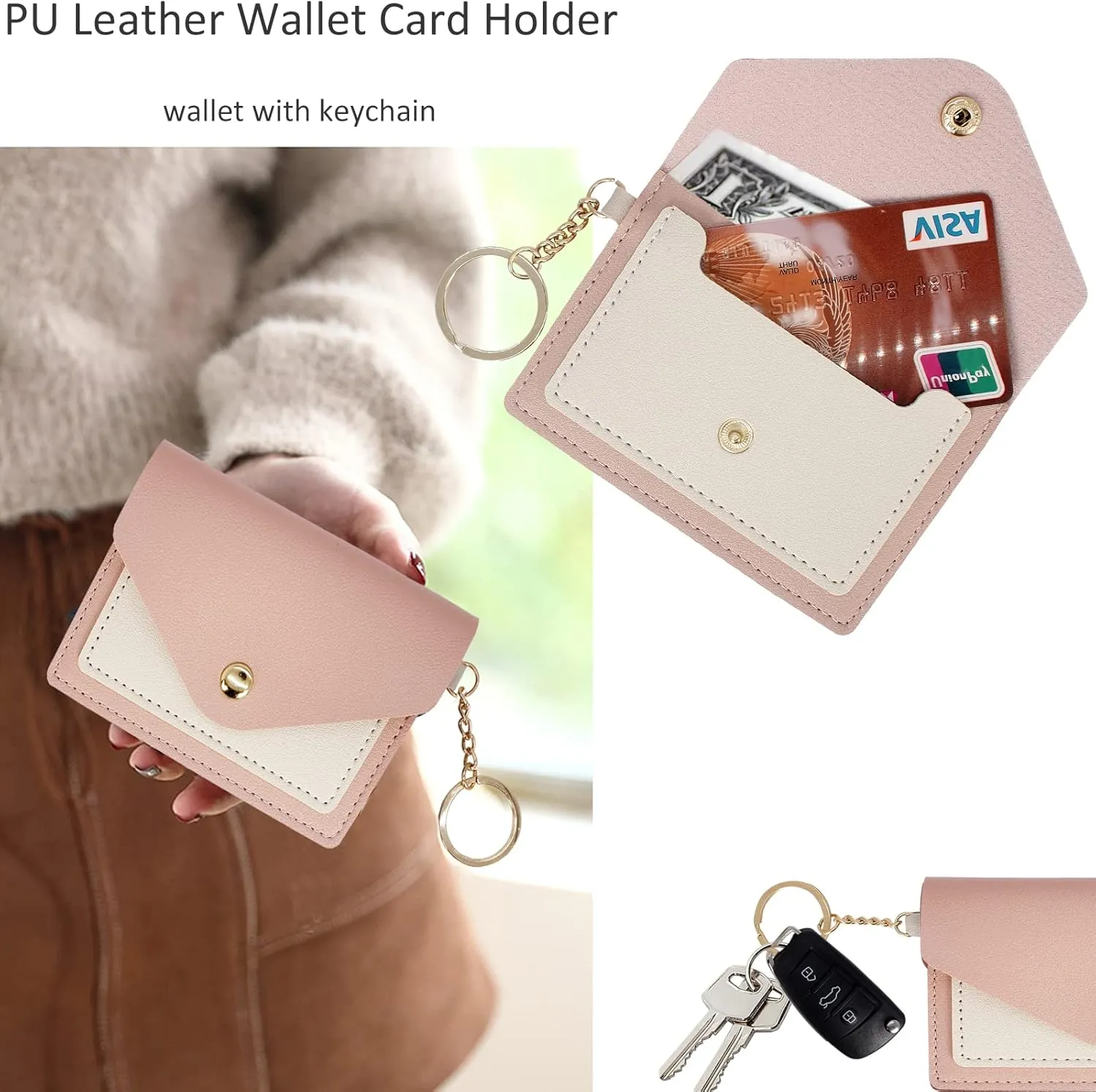 BIHRTC Silicone Key Ring Bracelets Wristlet Keychain Wallet with Net Chapstick Holder for Women
