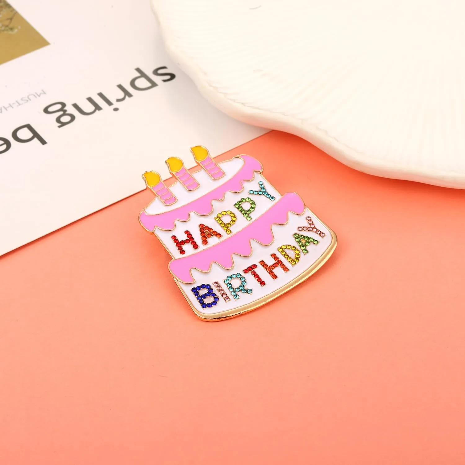 Birthday Brooch Pins Queen Crown Brooch for Women Bling Luxury Rhinestone Brooches Crystal Lapel Pin Large Safety Pin Birthday Party Fashion Lapel Pin Accessories