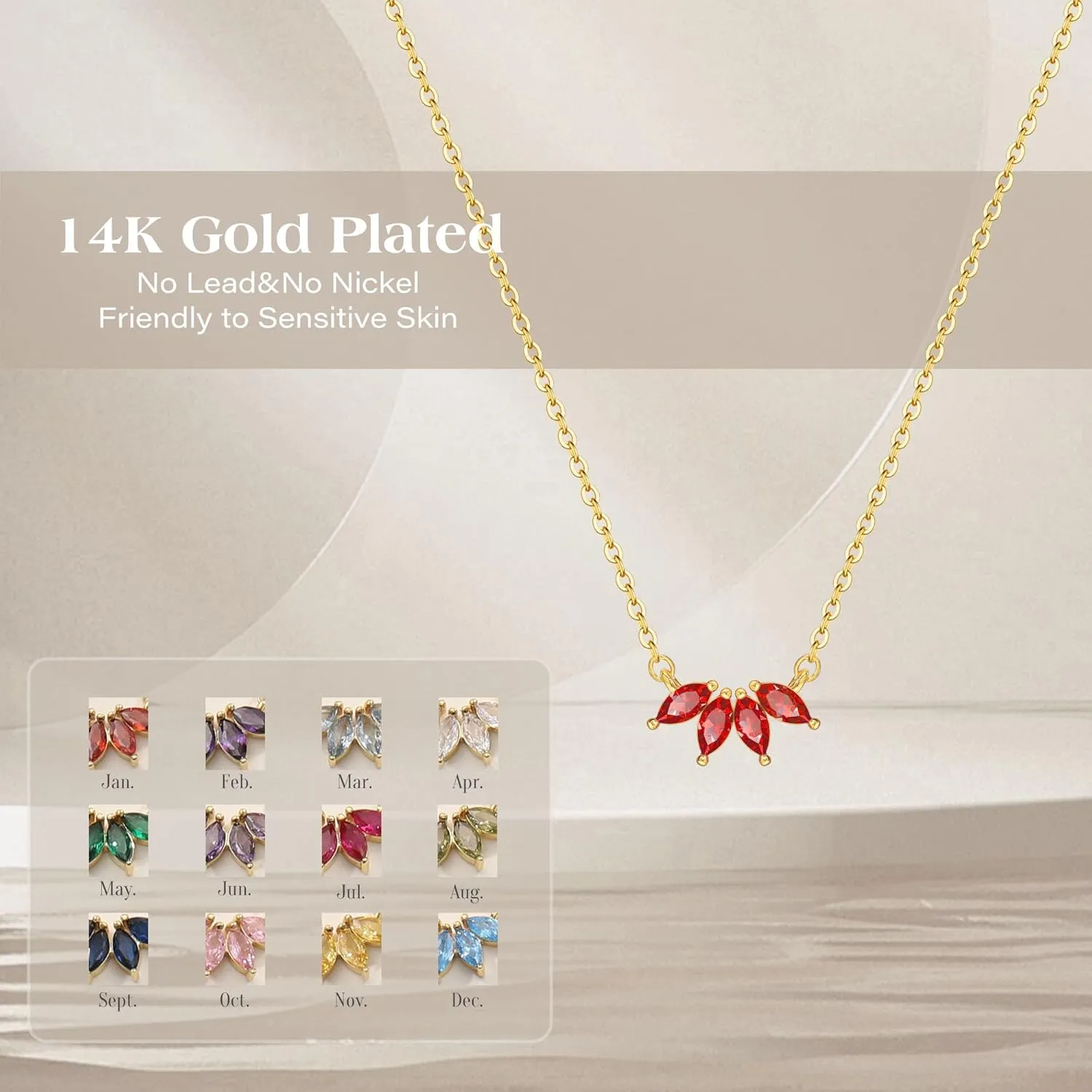 Birthstone Necklace for Women Girls Birthday Gifts 12 Months Diamond Birthstone Necklace Dainty Crystal Gifts for Women Anniversary Necklace Girls Mother Wife Daughter Girlfriend Her