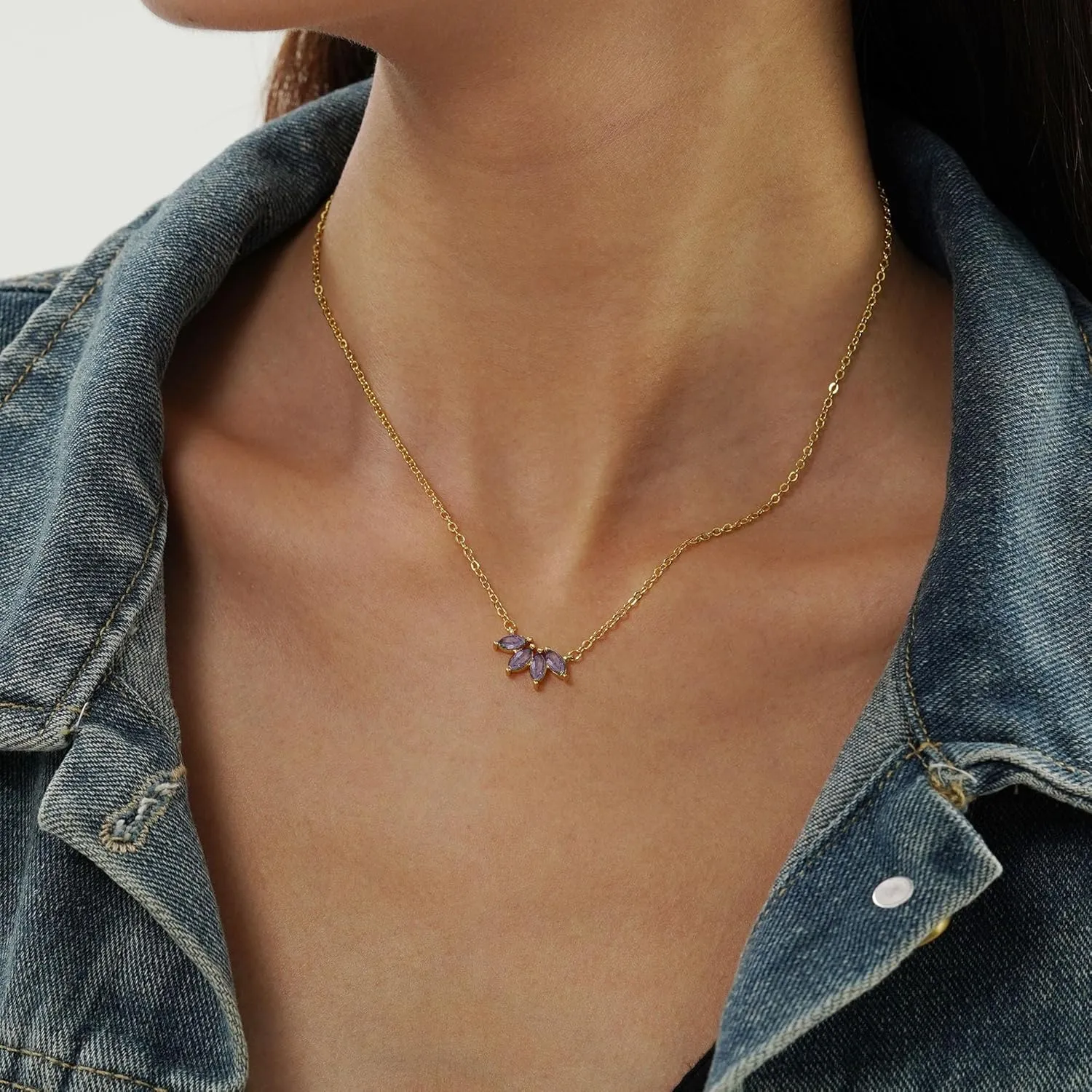 Birthstone Necklace for Women Girls Birthday Gifts 12 Months Diamond Birthstone Necklace Dainty Crystal Gifts for Women Anniversary Necklace Girls Mother Wife Daughter Girlfriend Her