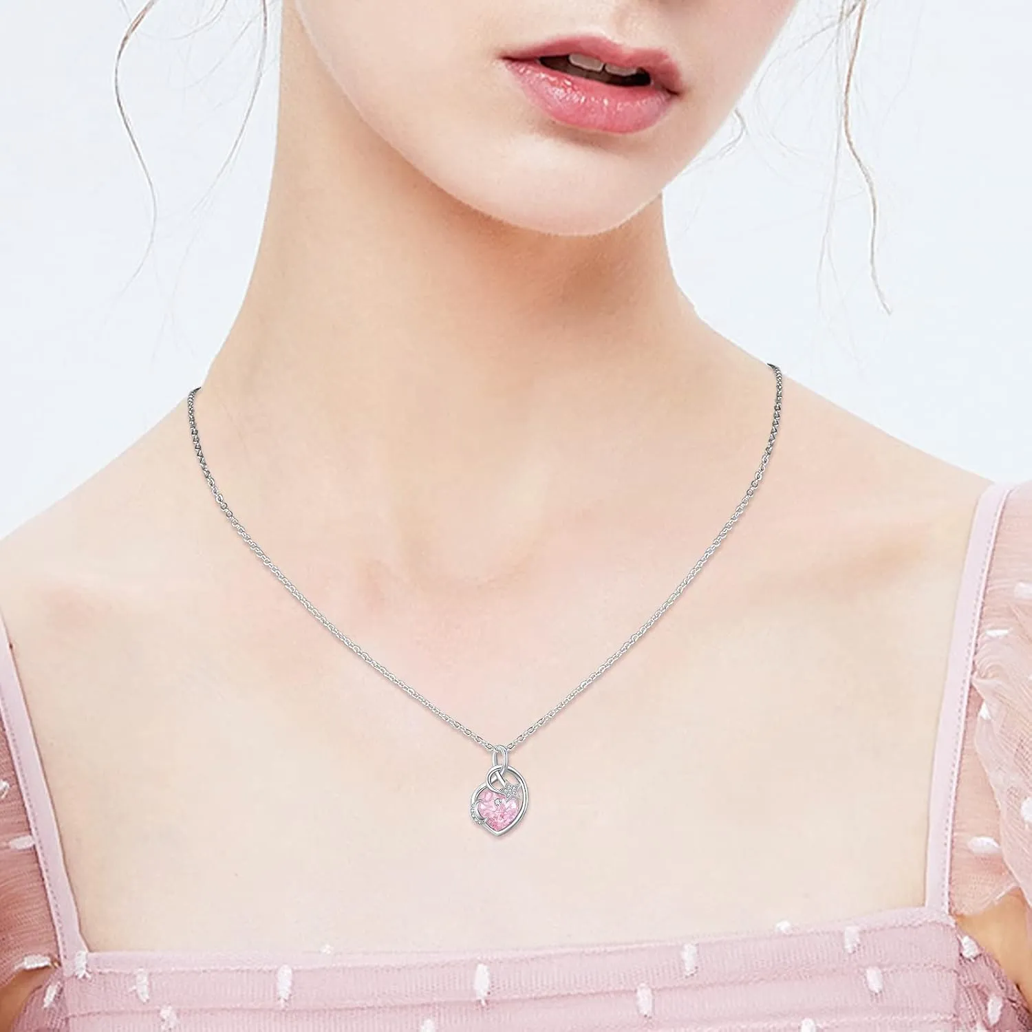 Birthstone Necklace Sterling Silver Birthstone Moon and Star Necklace Heart Crysta Birthstone Pendant Mother's Day Birthstone Jewelry Gifts for Women