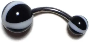 Black Striped Design Navel Ring Body Jewelry