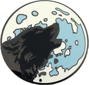 Black Wolf Howling at The Moon, Glow in The Dark 1.25" Enamel Pin