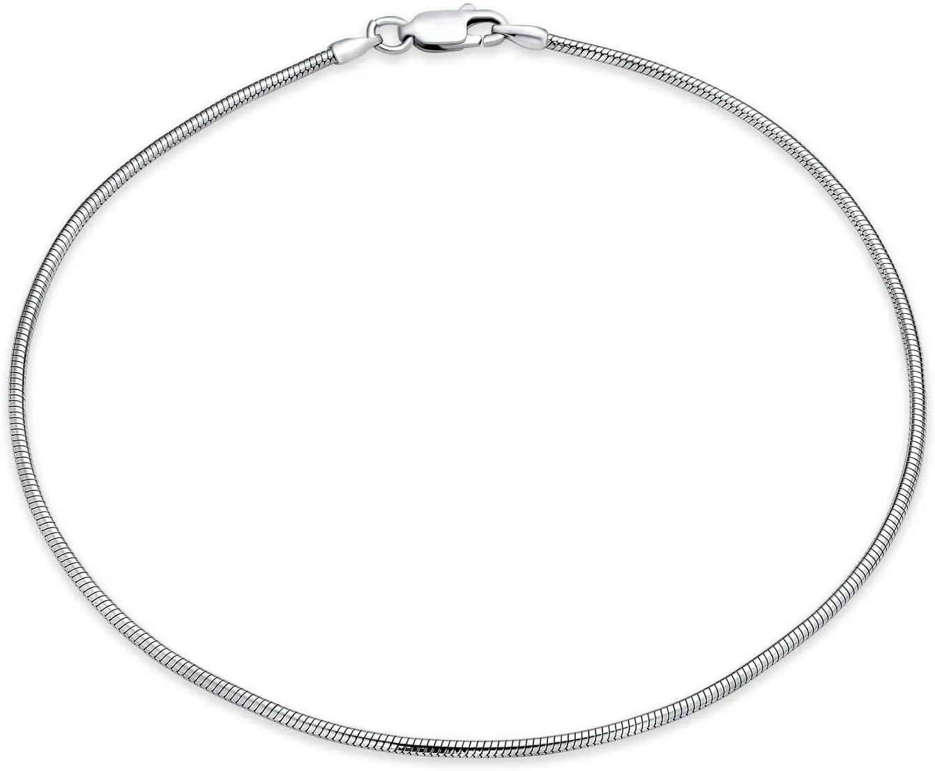 Bling Jewelry Unisex Simple Plain Snake Chain Anklet Strong Ankle Bracelet For Women Teen .925 Sterling Silver Made In Italy 9 or 10 Inch 1.5MM Plus Size Bracelets For Men
