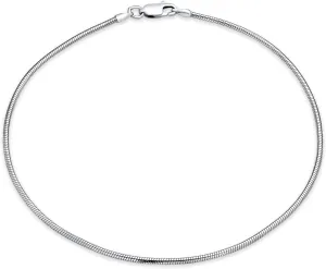 Bling Jewelry Unisex Simple Plain Snake Chain Anklet Strong Ankle Bracelet For Women Teen .925 Sterling Silver Made In Italy 9 or 10 Inch 1.5MM Plus Size Bracelets For Men