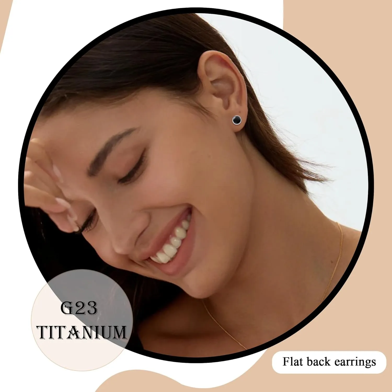 BLISI Black Onyx Pure Titanium Stud Earrings 4mm 5mm Natural Stone Women Earrings Hypoallergenic Gemstone Earring for Sensitive Ears 20G
