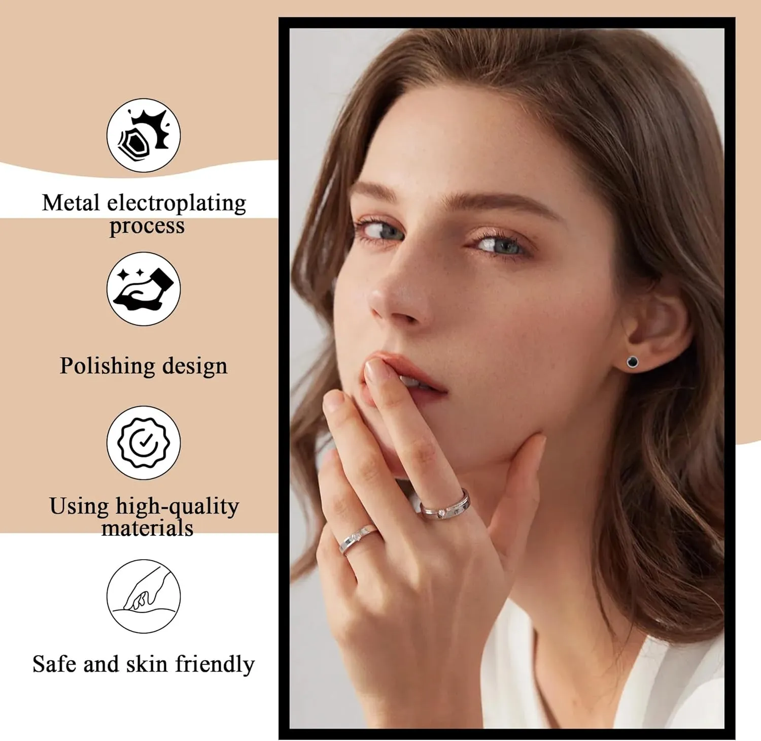 BLISI Black Onyx Pure Titanium Stud Earrings 4mm 5mm Natural Stone Women Earrings Hypoallergenic Gemstone Earring for Sensitive Ears 20G