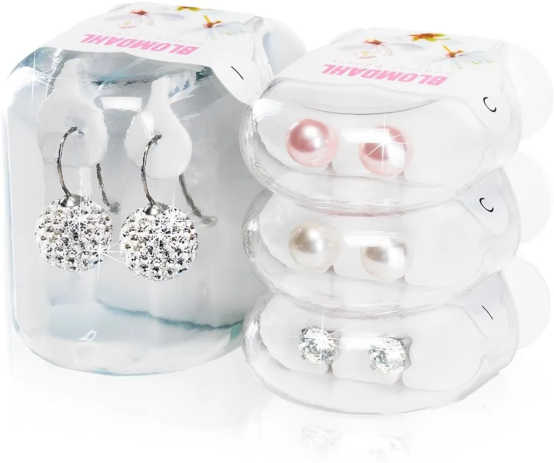 Blomdahl | Hypoallergenic | Natural Titanium Light Rose Pearl Stud Earrings | Best Choice For Sensitive Ears
