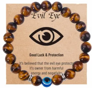 Blue Evil Eye Bracelets,Evil Eye Lucky Bracelet for Protection Blessing,Black Bead Protection Jewelry Handmade Bracelet for Women Men Gift