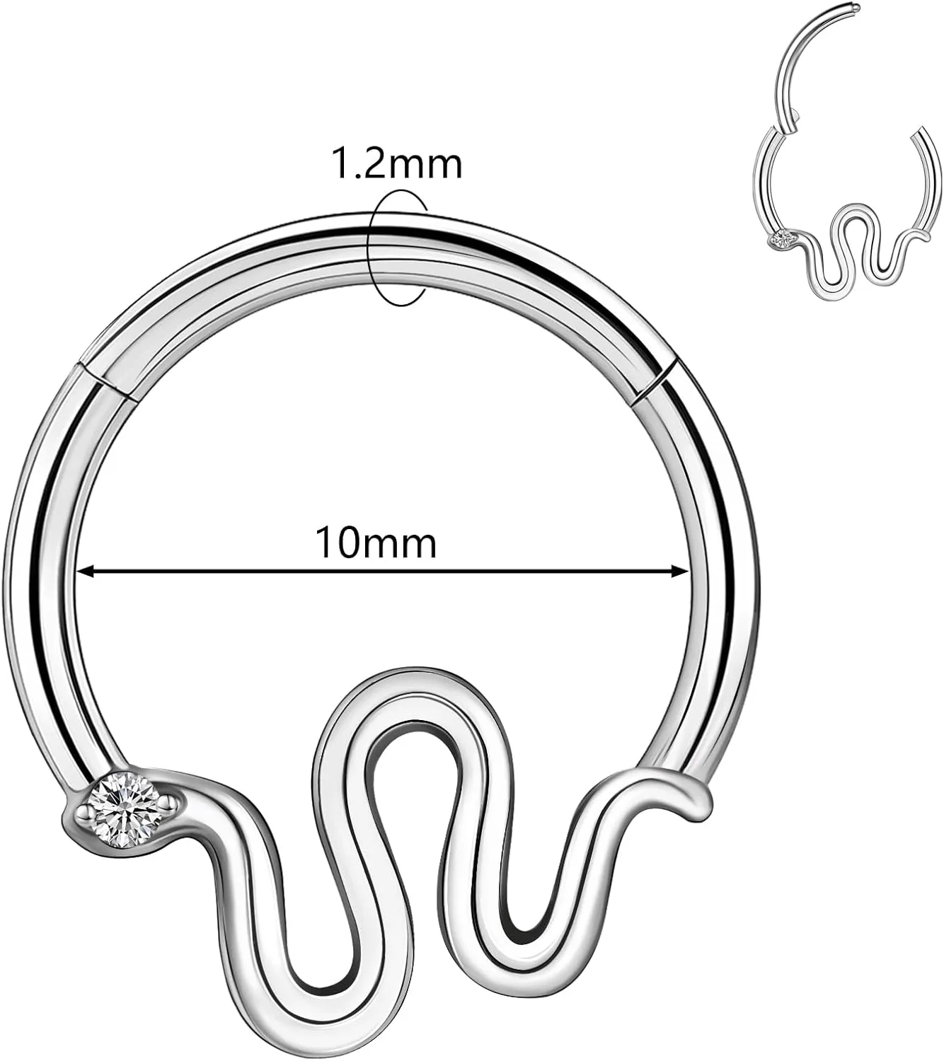 BodyAce 16G Septum Hoop Hinged Nose Rings, High Crafted Conch Helix Earrings for Women Men, Stainless Steel Septum Clickers Lip Piercing Labret Daith Rings