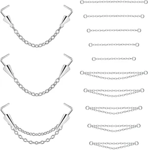 BodyAce 20G Spike Nose Rings Studs with Chains, Stainless Steel Spike Nostril Ring Stud Chain, Black Rook Corkscrew Ring L-Shaped Nose Piercing Jewelry