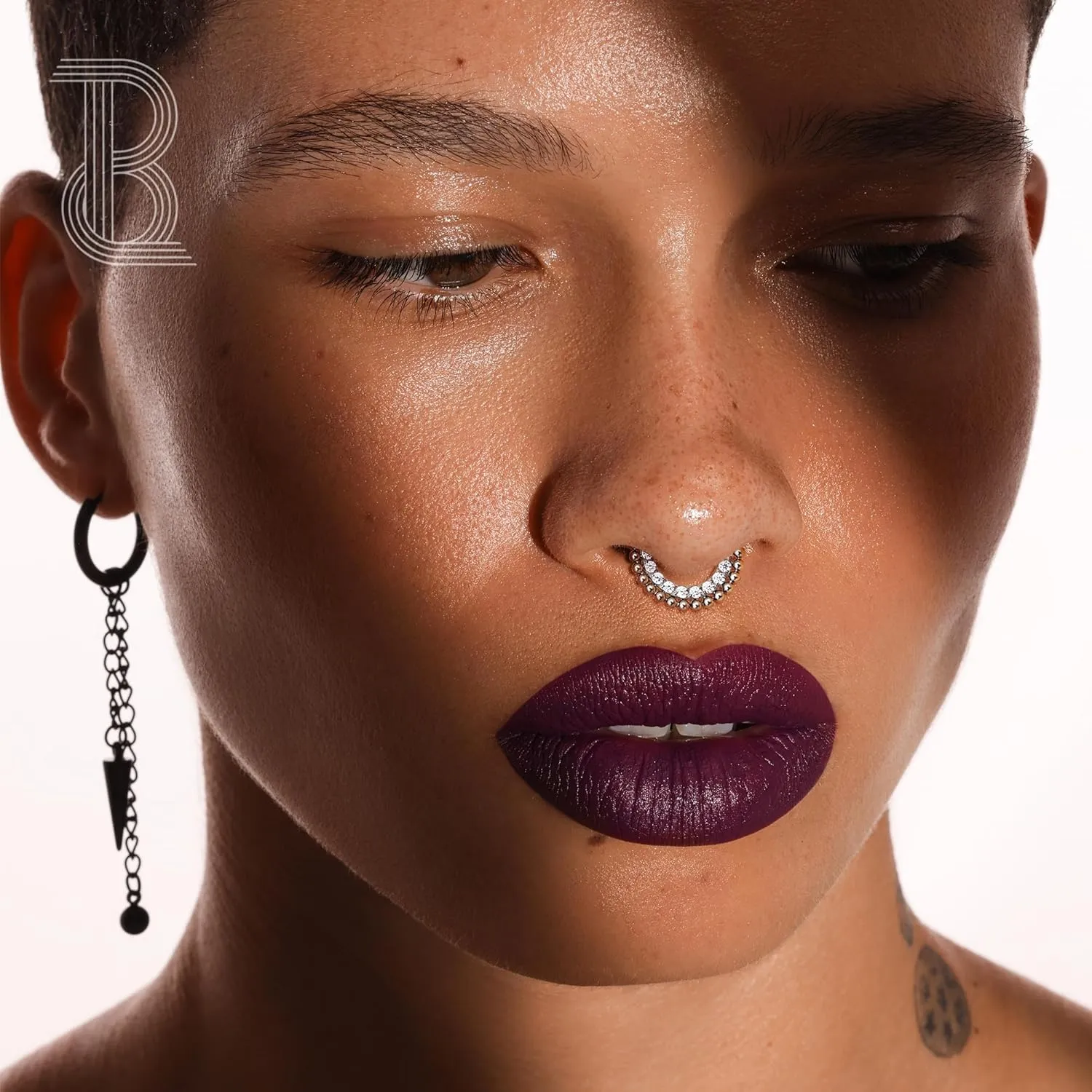 BodyBonita 16G Hinged Septum Rings - G23 Titanium Nose Rings Hoops Clicker Septum Jewelry CZ Nose Piercings Helix Tragus Rook Daith Earrings for Women Men Silver 8mm