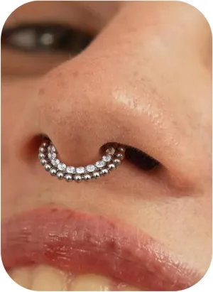 BodyBonita 16G Hinged Septum Rings - G23 Titanium Nose Rings Hoops Clicker Septum Jewelry CZ Nose Piercings Helix Tragus Rook Daith Earrings for Women Men Silver 8mm