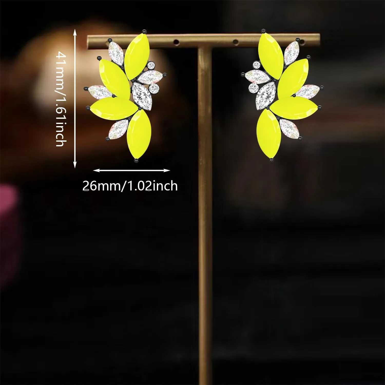 Bohemian Statement Sparkly Colourful Fancy Rhinestone Crystal Flower Dangle Drop Stud Earrings Vintage Wedding Bridal Prom Earrings for Women