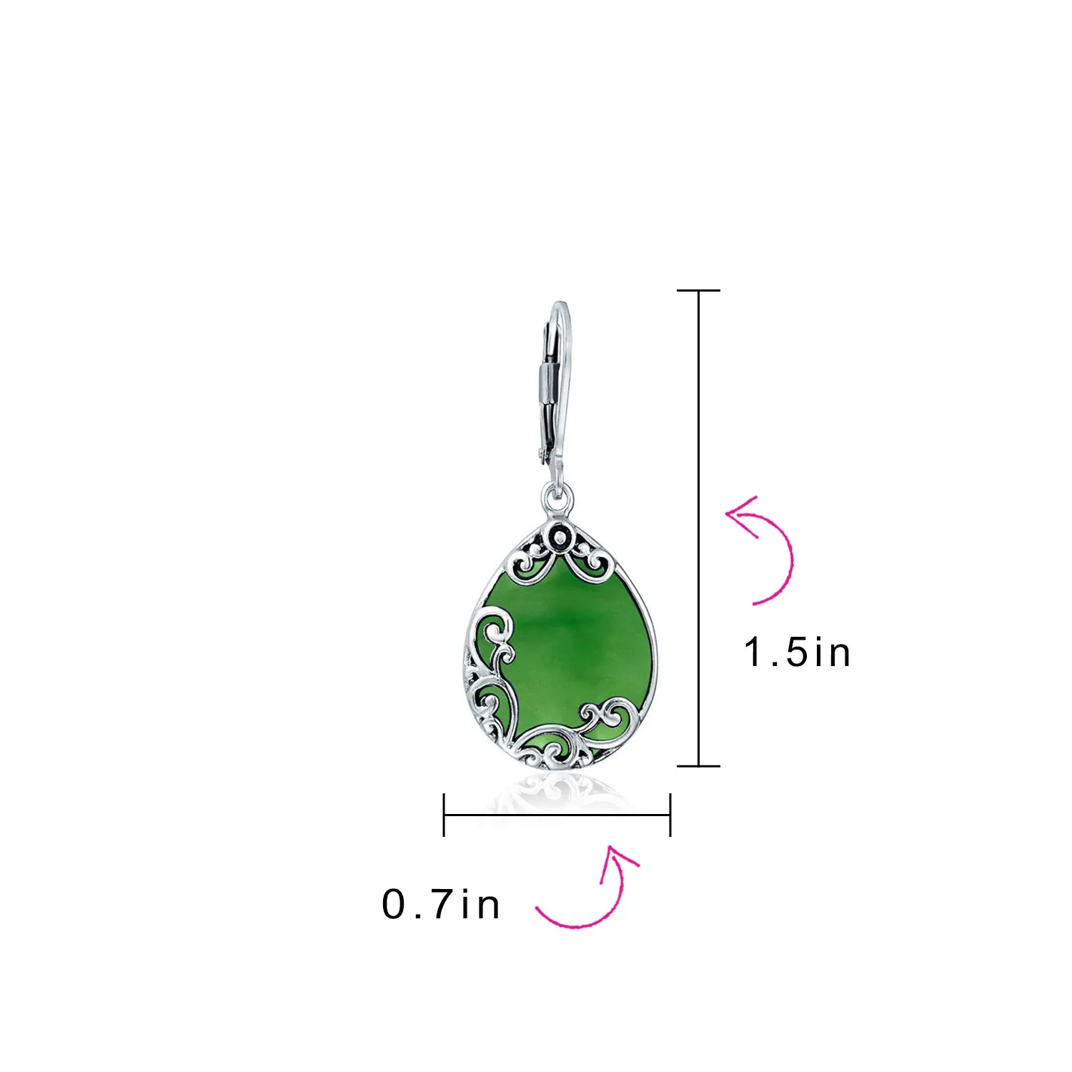 Boho Western Birthstone Teardrop Filigree Dangle Earrings in Sterling Silver