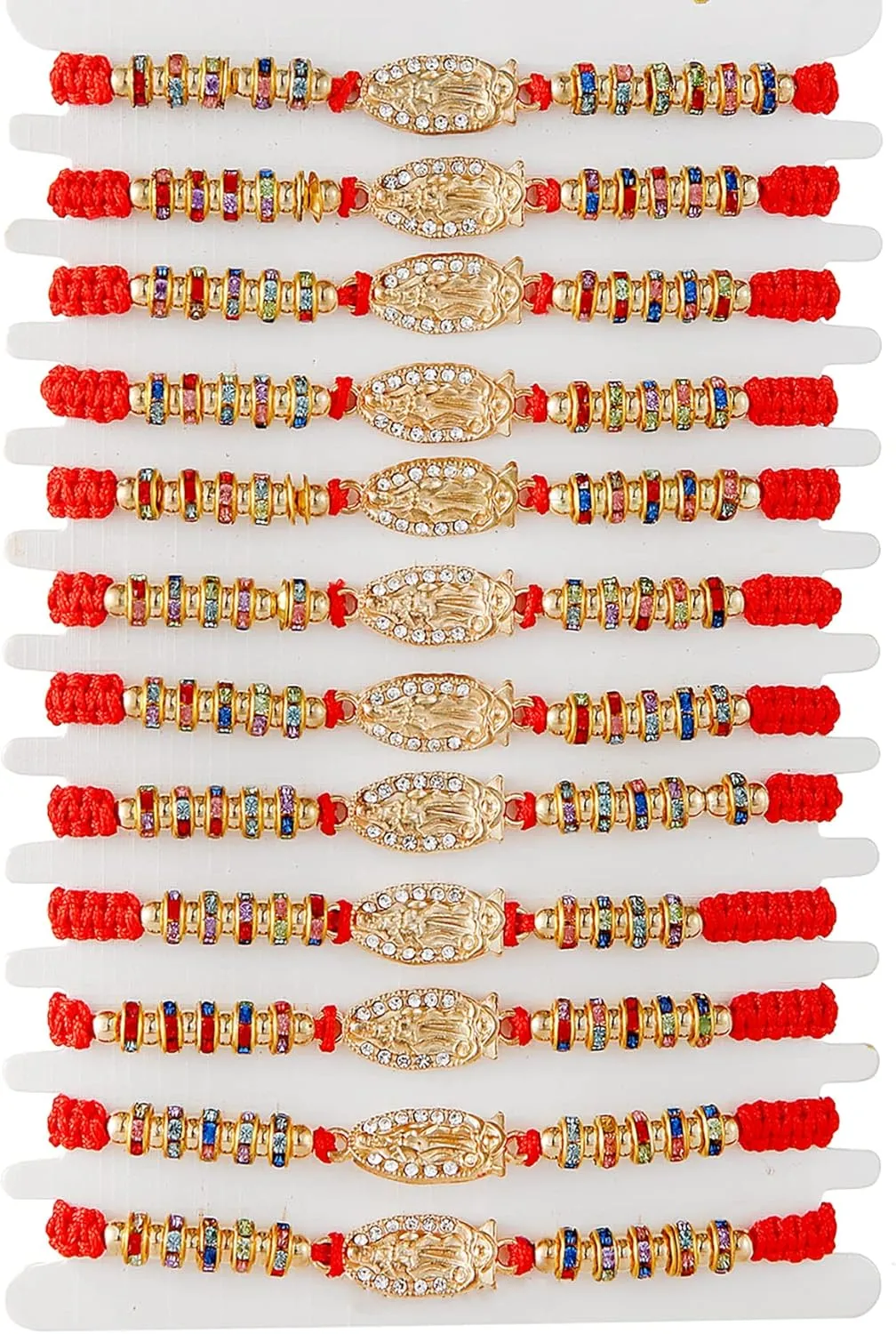BONITTER 12 PCS Virgin Mary/Saint Benedict/Saint Jude bracelet Rosary Handmade Red Knot String Bracelets Luck bracelet Men Or Women As Gifts and Used in Prayer bracelet (Red Rope-Virgin Mary Mixstone)