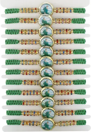 BONITTER 12 PCS Virgin Mary/Saint Benedict/Saint Jude bracelet Rosary Handmade Red Knot String Bracelets Luck bracelet Men Or Women As Gifts and Used in Prayer bracelet (Round Enamel Judas)