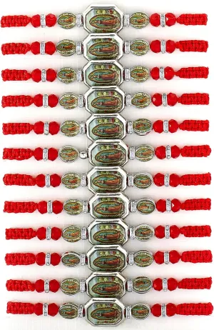 BONITTER 12 PCS Virgin Mary/Saint Benedict/Saint Jude bracelet Rosary Handmade Red Knot String Bracelets Luck bracelet Men Or Women As Gifts and Used in Prayer bracelet (Square Virgin Mary)