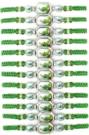 BONITTER 12 PCS Virgin Mary/Saint Benedict/Saint Jude Rosary Handmade Red Knot String Luck Bracelets for Men and Women as Gifts and Used in Prayer (Square San Judas)
