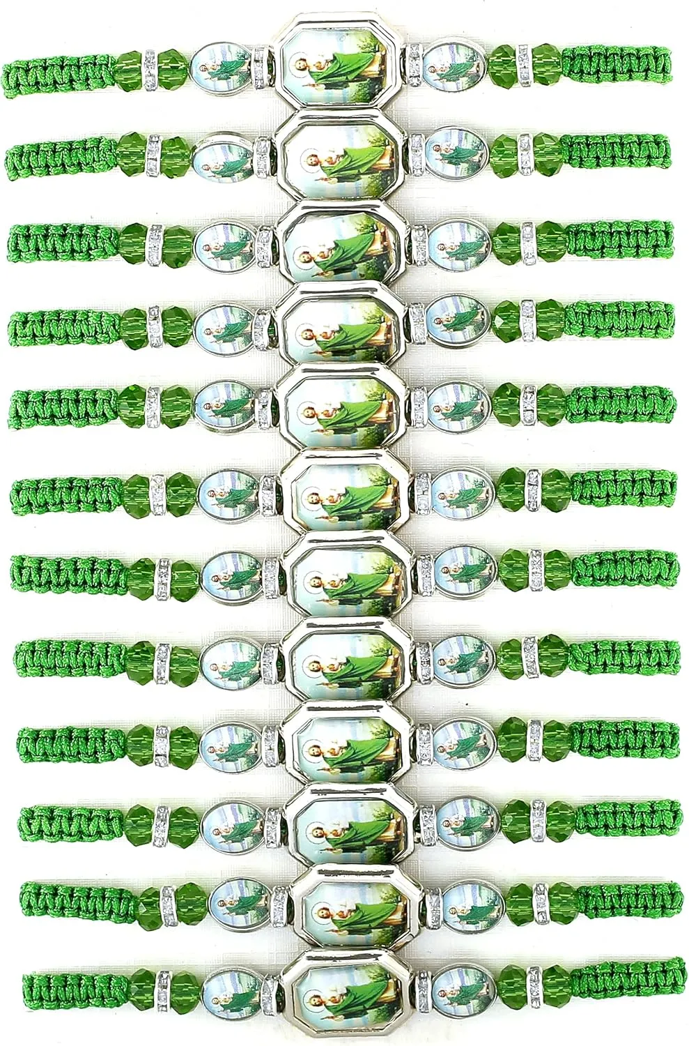 BONITTER 12 PCS Virgin Mary/Saint Benedict/Saint Jude Rosary Handmade Red Knot String Luck Bracelets for Men and Women as Gifts and Used in Prayer (Square San Judas)