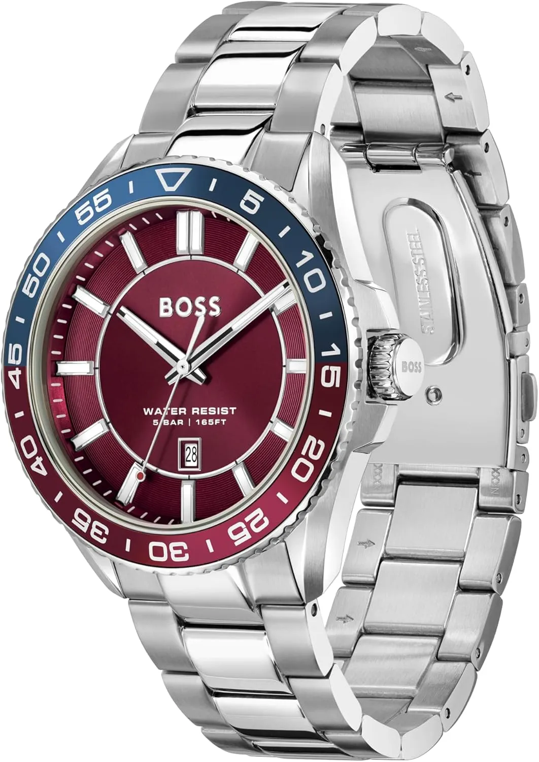 BOSS Runner Men's 3H Quartz Watch, Stainless Steel, 5ATM/50m Water Resistant - Sporty and On-Trend Timepiece - Gift for Him, 44mm