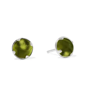 Bottled Up Designs Handmade Stud Earrings, Sterling Silver, Recycled Vintage Bottles, Eco Friendly, Made in USA, Birthday Gifts, Mothers Day, Women, Anniversary (Olive Wine Bottle)