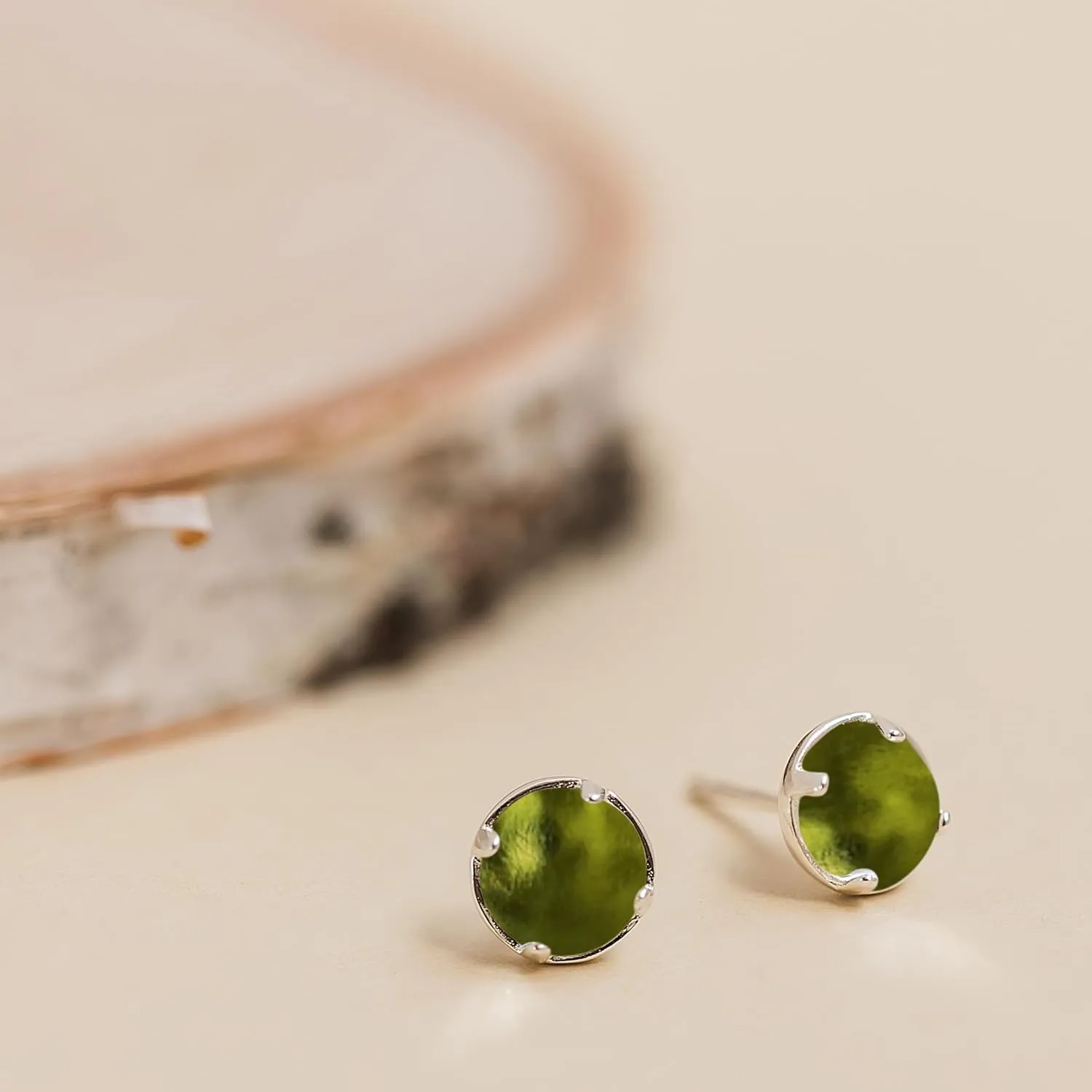 Bottled Up Designs Handmade Stud Earrings, Sterling Silver, Recycled Vintage Bottles, Eco Friendly, Made in USA, Birthday Gifts, Mothers Day, Women, Anniversary (Olive Wine Bottle)