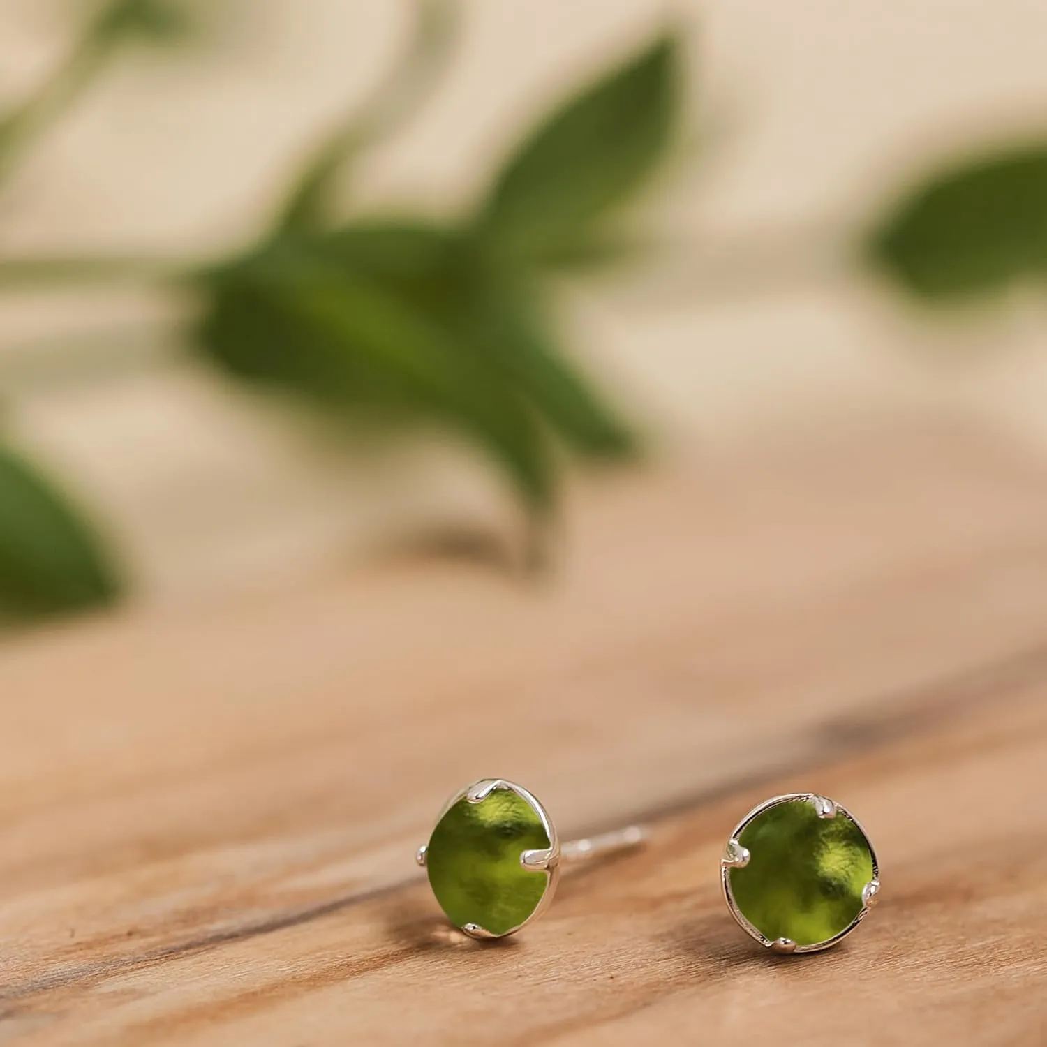 Bottled Up Designs Handmade Stud Earrings, Sterling Silver, Recycled Vintage Bottles, Eco Friendly, Made in USA, Birthday Gifts, Mothers Day, Women, Anniversary (Olive Wine Bottle)