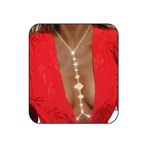 Bounzhi Sexy Rhinestone Body Chain Bra Crystal Body Jewelry Boho Bikini Body Necklace Crossover for Women and Girls (C)