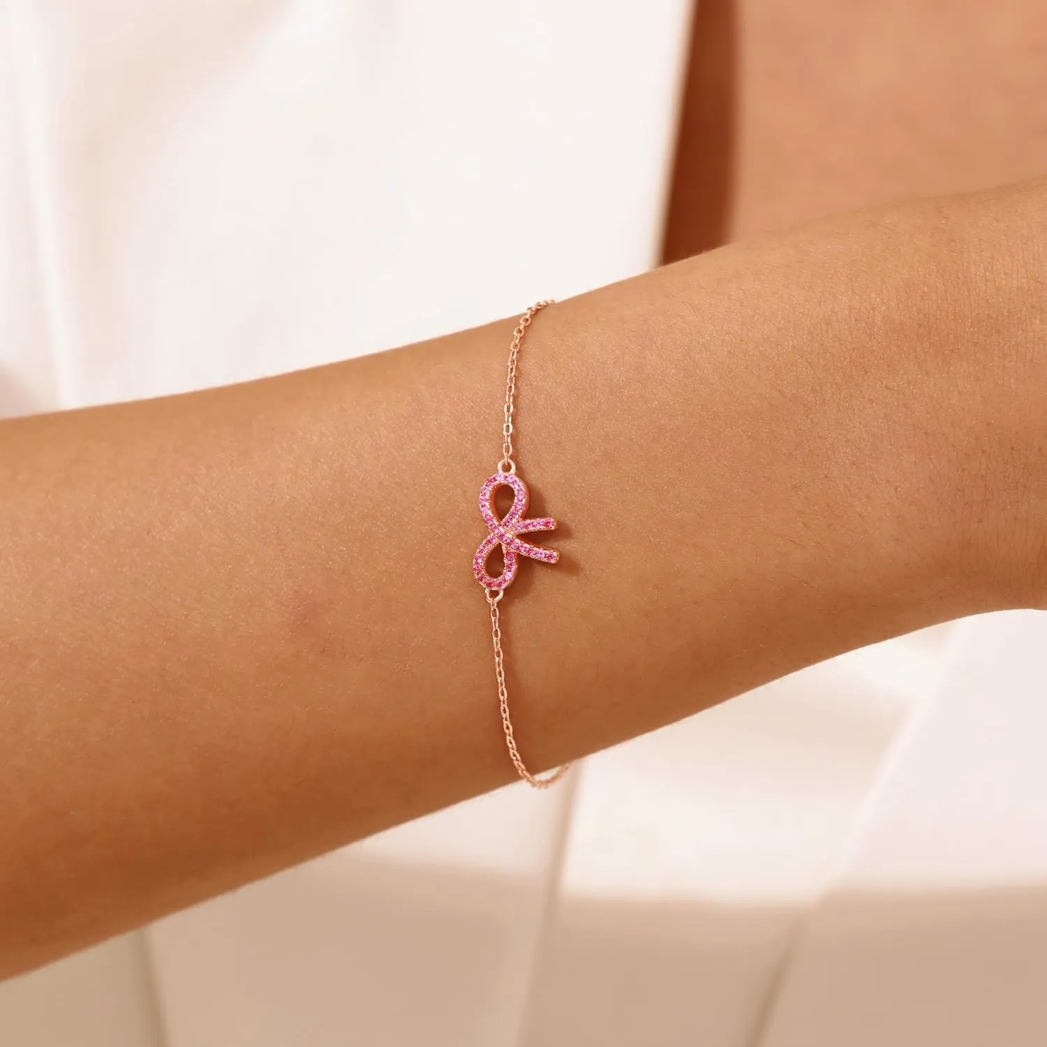 Bow Bracelet for Women 925 Sterling Silver 14K Gold Plated Adjustable Charm Bracelet Cute Dainty CZ Knot Friendship Link Bracelets Jewelry Birthday Graduation Gifts