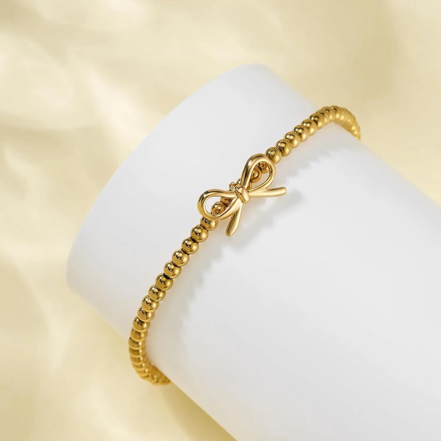 Bow Bracelet for Women Bowknot Bowtie Ribbon Charm Bracelet Stainless Steel Jewelry
